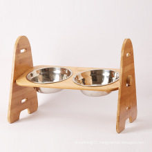 Durable Dog Bowl Set With Wooden Stand